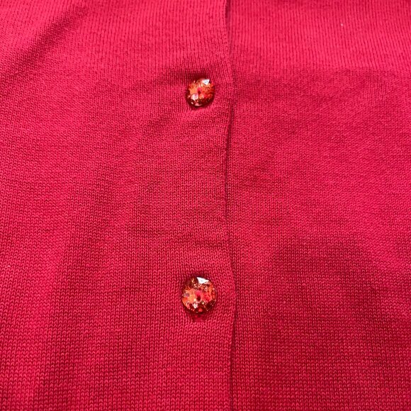 Quacker Factory Red Embroidered Sequin & Stud Tree Button Front Cardigan XXS - Picture 4 of 9